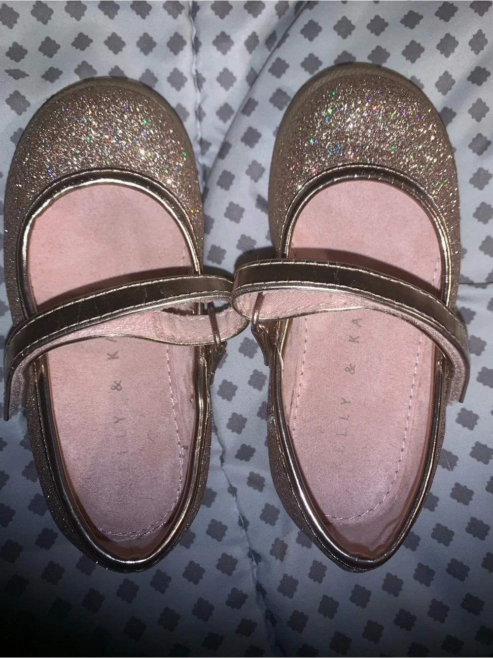 Girls' Rose Gold Glitter Mary Jane Shoes